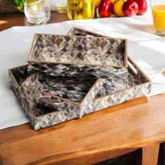 Wooden Tray Set of 3  Handcrafted Multipurpose Decorative Serving Platters