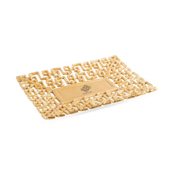 Gold Finish Antique Lacquer Matte Square Decorative Item Design Tray, Elegant For Home Decor