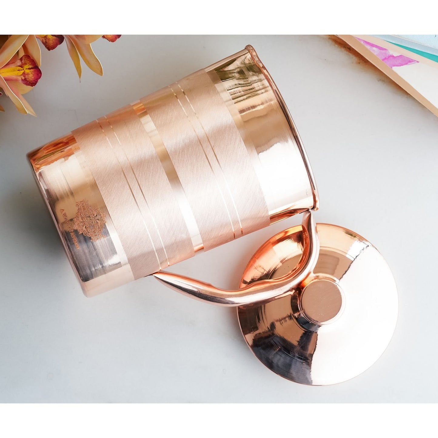 Pure Copper Luxury Design Jug with Lid and Handle – 1700 ML