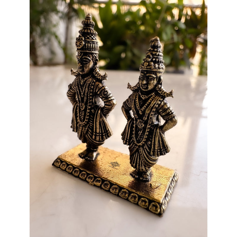 Pure Brass Miniature Vitthal Rukmini Ji Murti - 3.98 cm