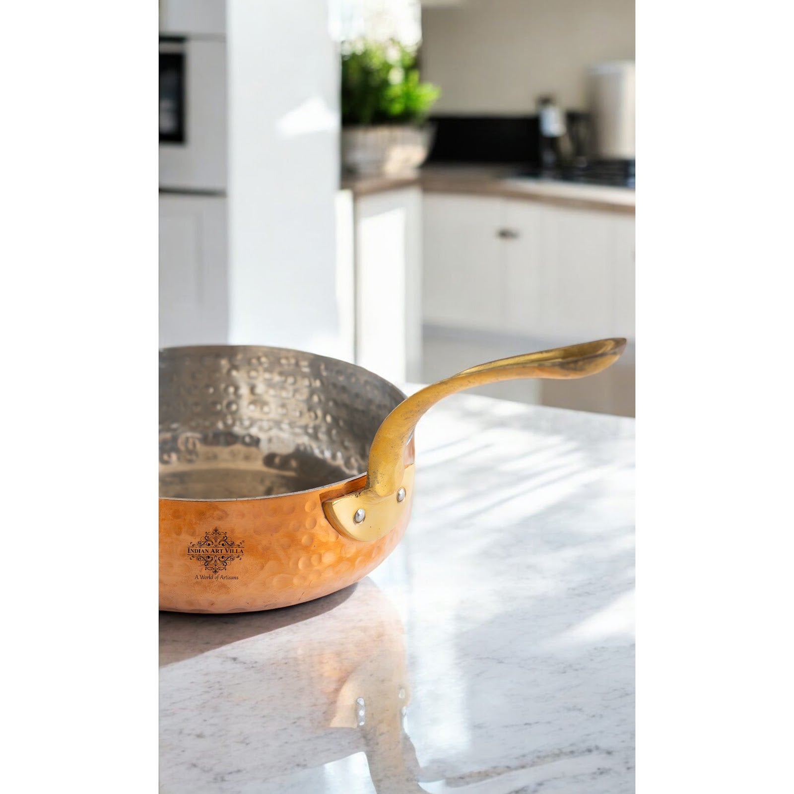 Handcrafted Pure Copper Round Pan with Tin Lining, Serveware, Cookware