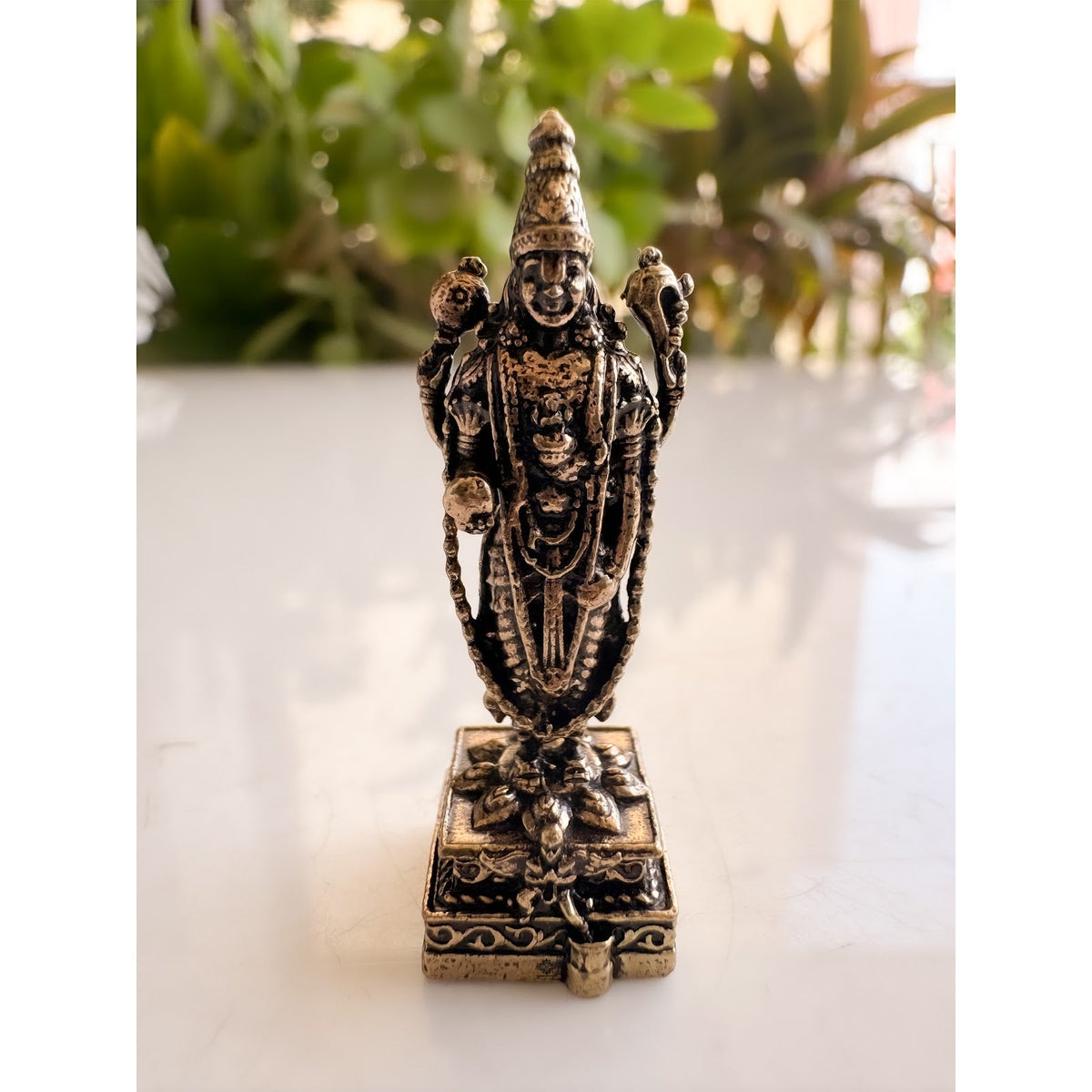 Pure Brass Miniature Tirupati Balaji Standing Murti - 4.39 cm