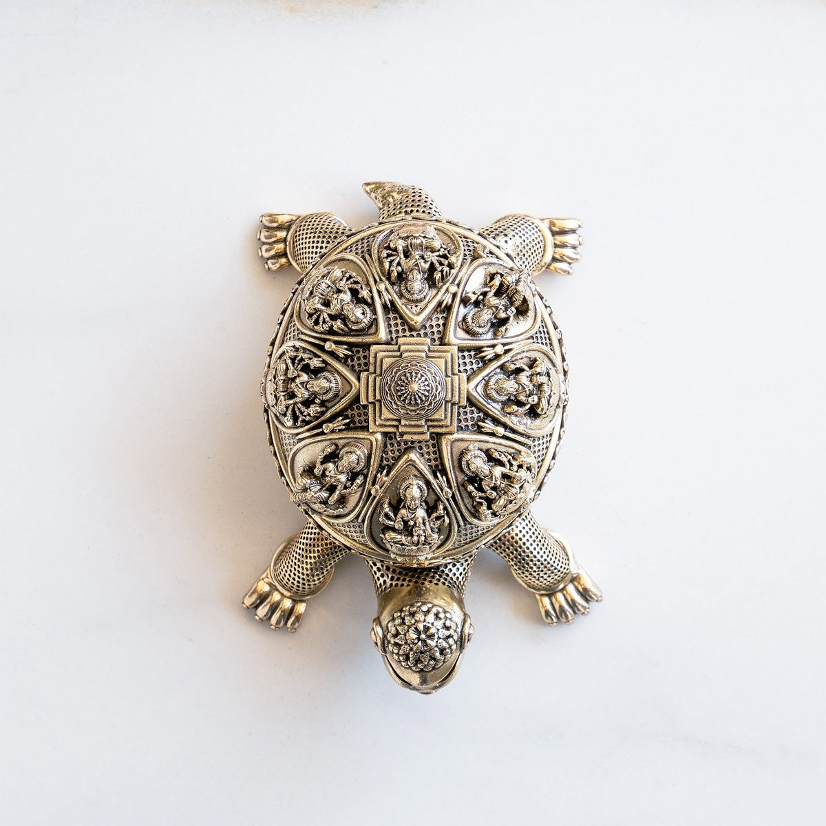 Brass Ashta Lakshmi Tortoise Idol - 15.24 CM, Spiritual Vastu Decor