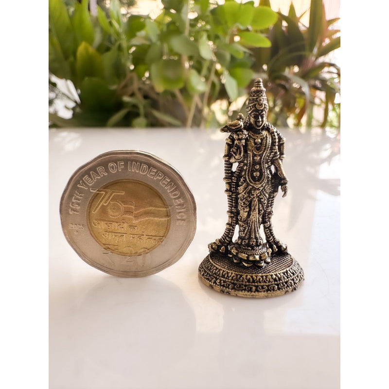 Pure Brass Miniature Meenakshi Amman Ji Standing Murti - 3.81 cm