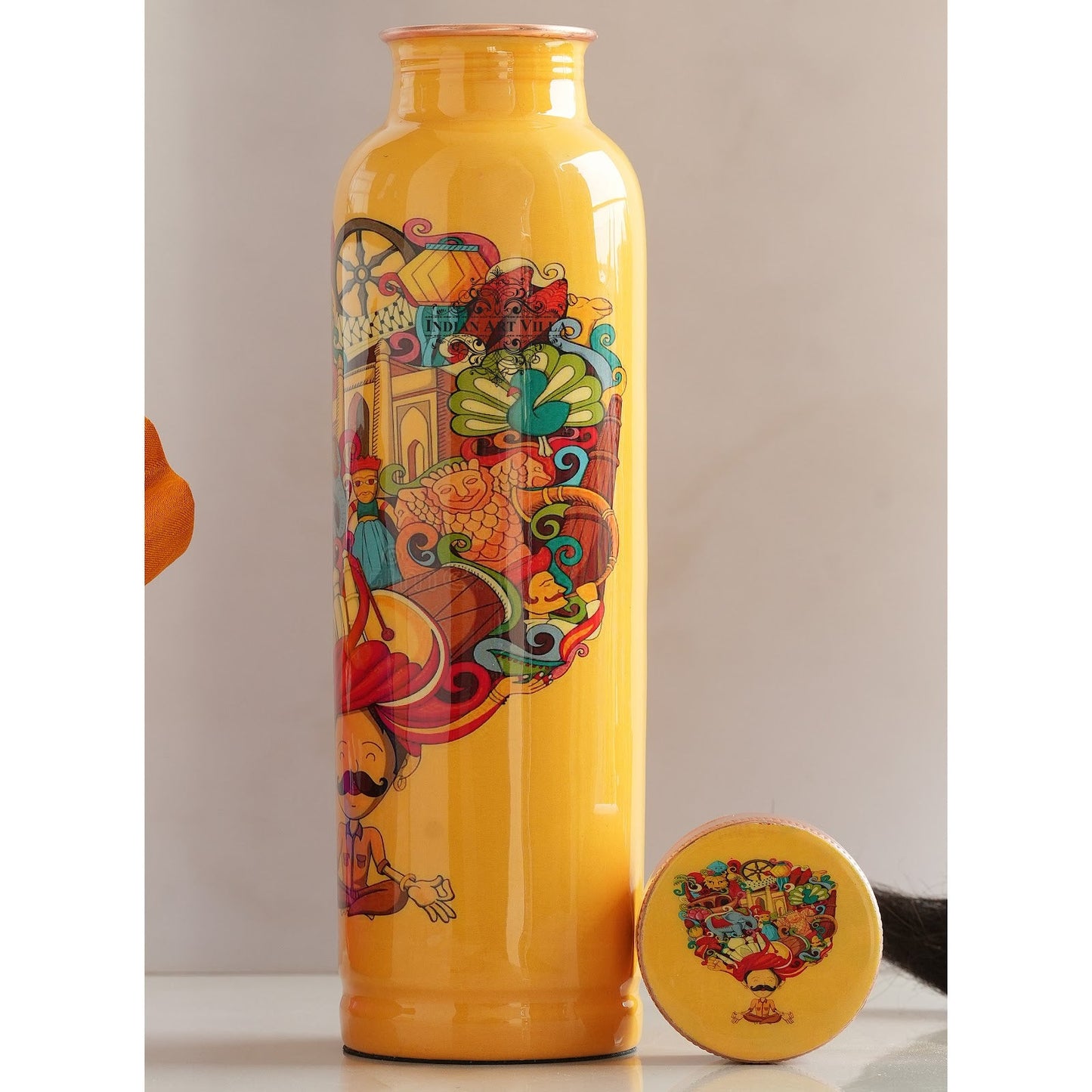Tamba Bottle with Rajasthani Meena 'Padharo Mhare Desh' Design – 900 ML