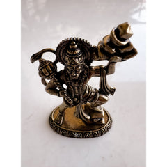 Pure Brass Miniature Hanuman Ji Standing Murti with Parvat