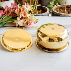 Pure Brass Cooking Handi, Hammered Design with Lid