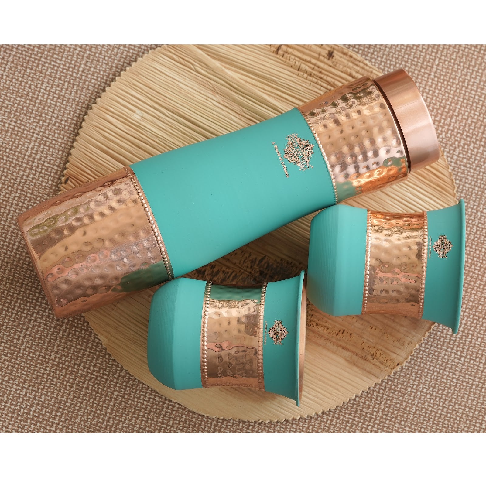 Personalized Copper Silk Finish Bottle & Glass Gift Set
