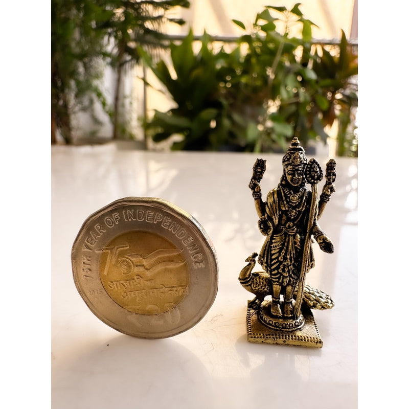 Pure Brass Miniature Murgan ji murti - 3.56cm