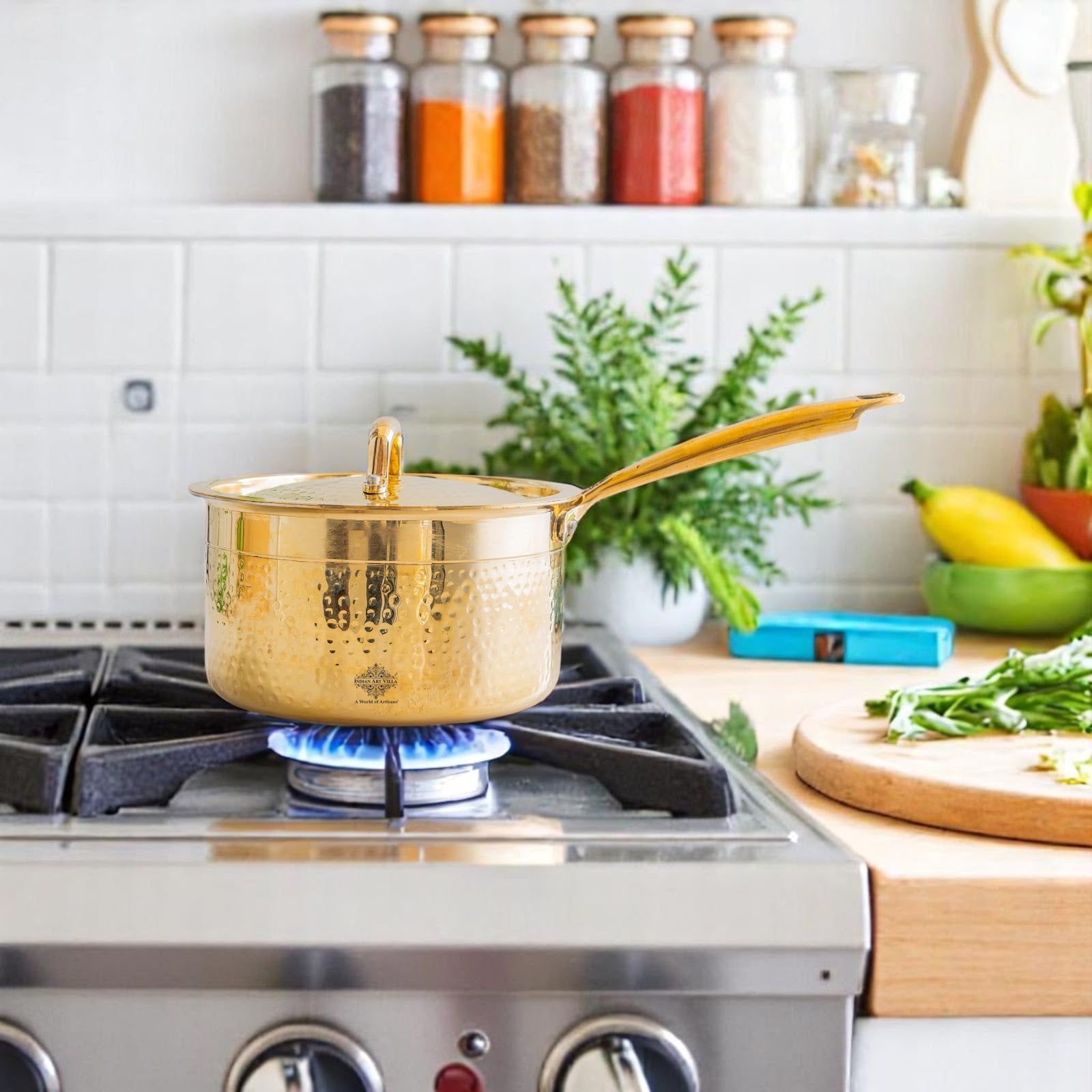 Brass Sauce Pan with Tin Lining & Lid – Indian Art Villa