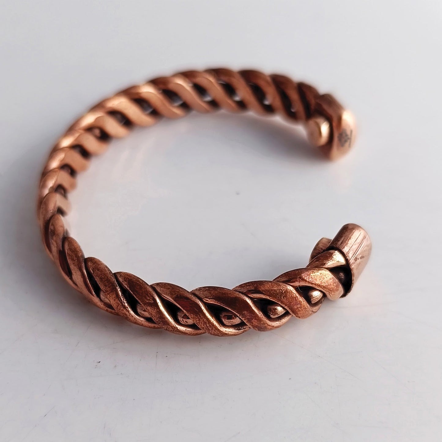 Pure Copper Spiral & Dots Bangle Handcrafted Adjustable Bracelet for Men & Women