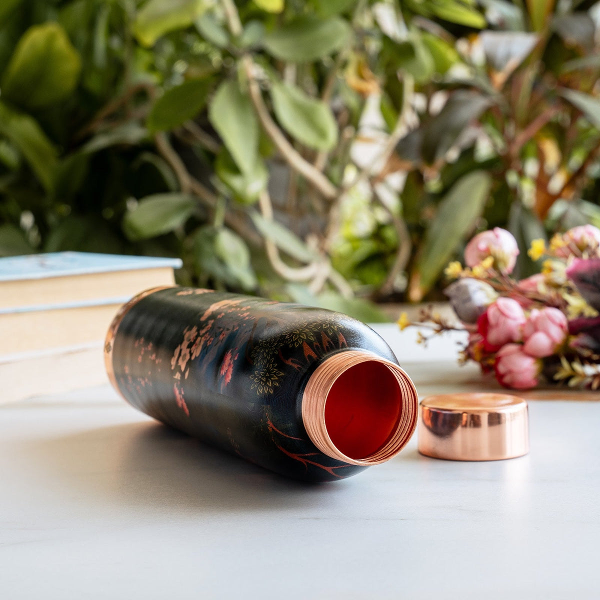 Copper Kalakriti Cow Art Printed Bottle - 940 ML