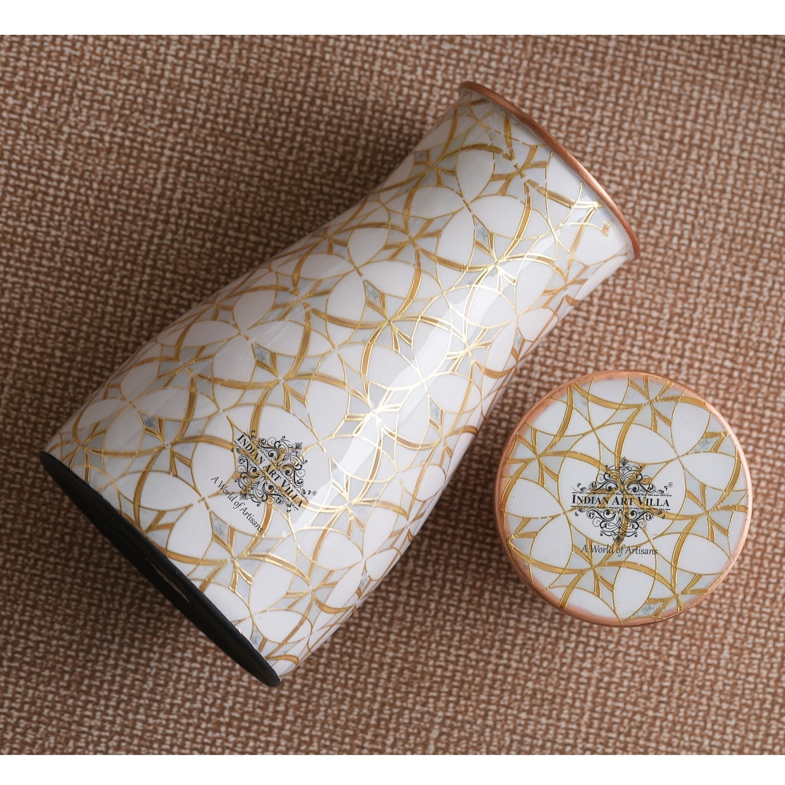 Pure Copper Gold Print Luxury Design Bedroom Bottle,  Home Décor, Marble Finish, 950 ml