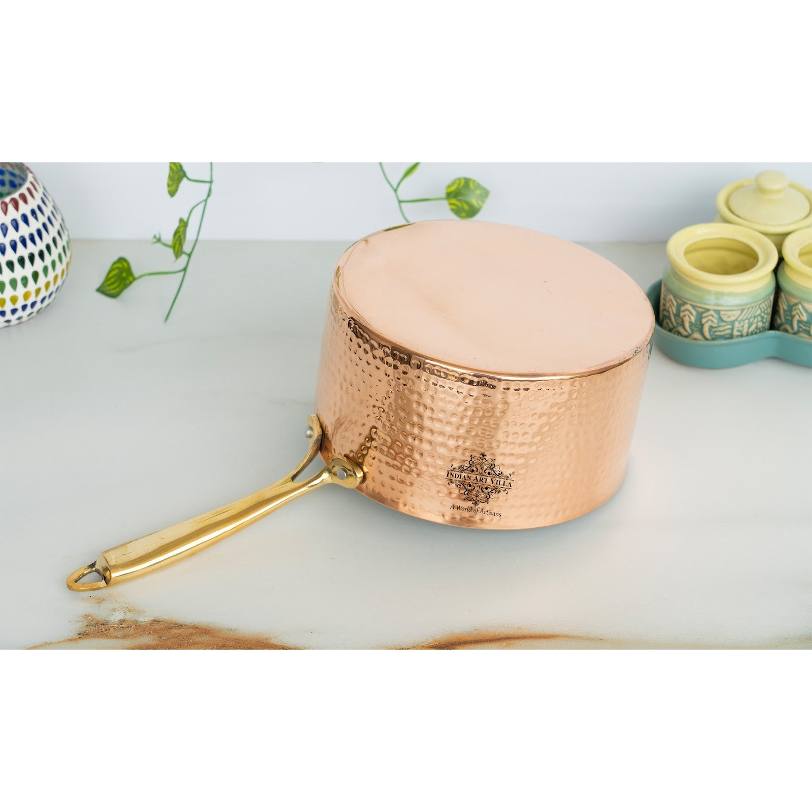 Pure Steel Copper Hammered  Sauce pan Inside Tin Lining