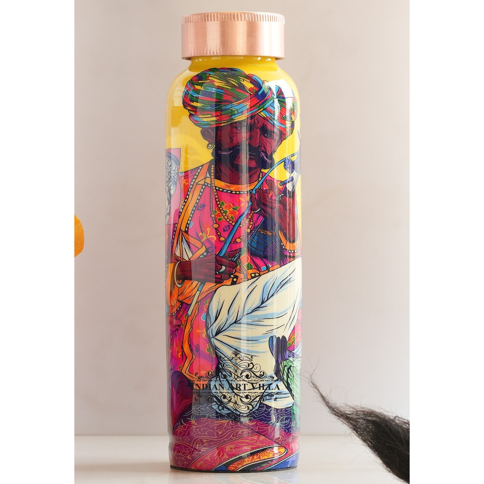 Tamba Bottle with Rajasthani Meena 'Padharo Mhare Desh' Design – 900 ML