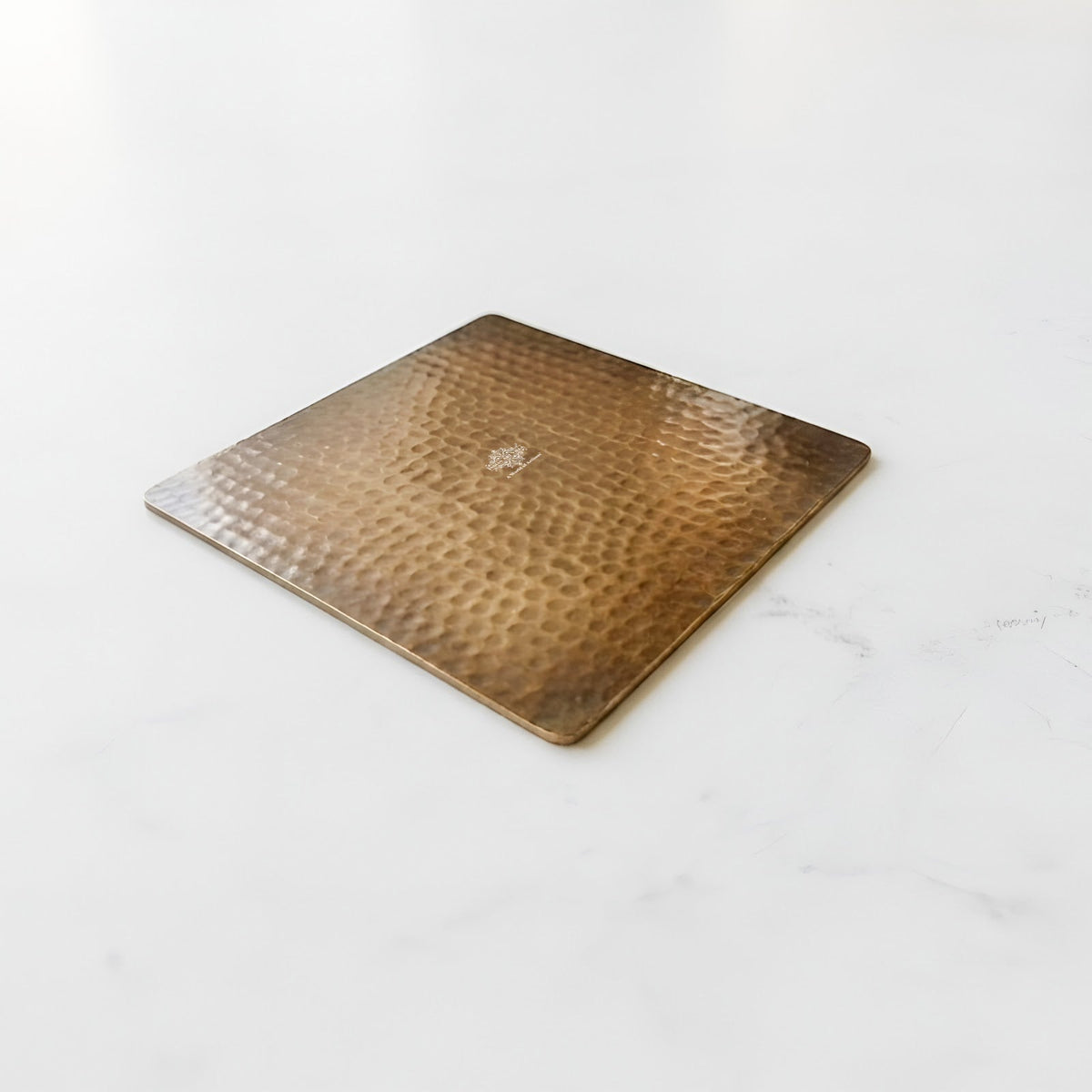 Brass Square Coaster with Hammered Finish - 8.89 cm