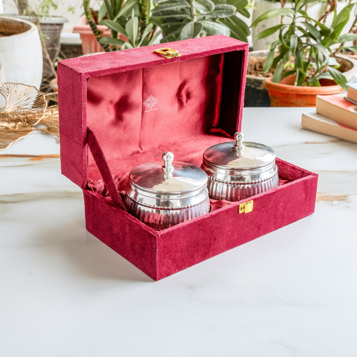 Silver Plated Brass Bowl Combo Set With Box - 380 ML