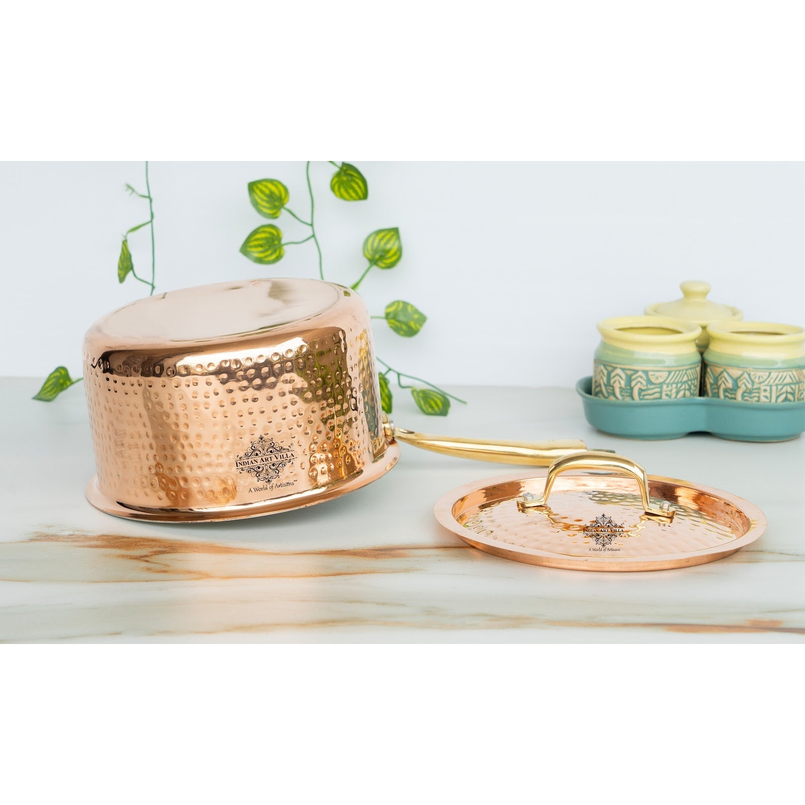 Pure Steel Copper Hammered  Sauce pan Inside Tin Lining