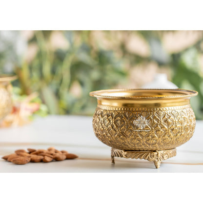 Pure Brass Embossed Design Decorative Bowl