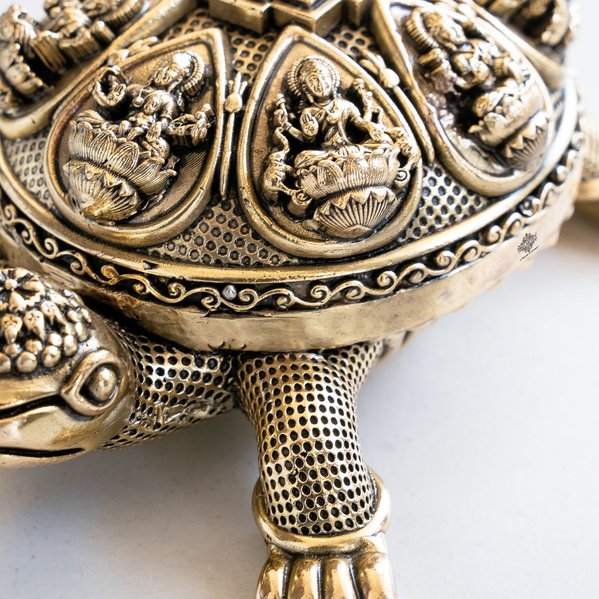 Brass Ashta Lakshmi Tortoise Idol - 15.24 CM, Spiritual Vastu Decor