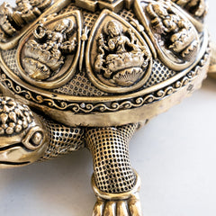 Brass Ashta Lakshmi Tortoise Idol - 15.24 CM, Spiritual Vastu Decor