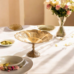 Brass Decorative Bowl with Embossed Floral Design – 10 Inch Gold Finish Fruit Bowl for Table Centerpiece, Table Décor and Gifting