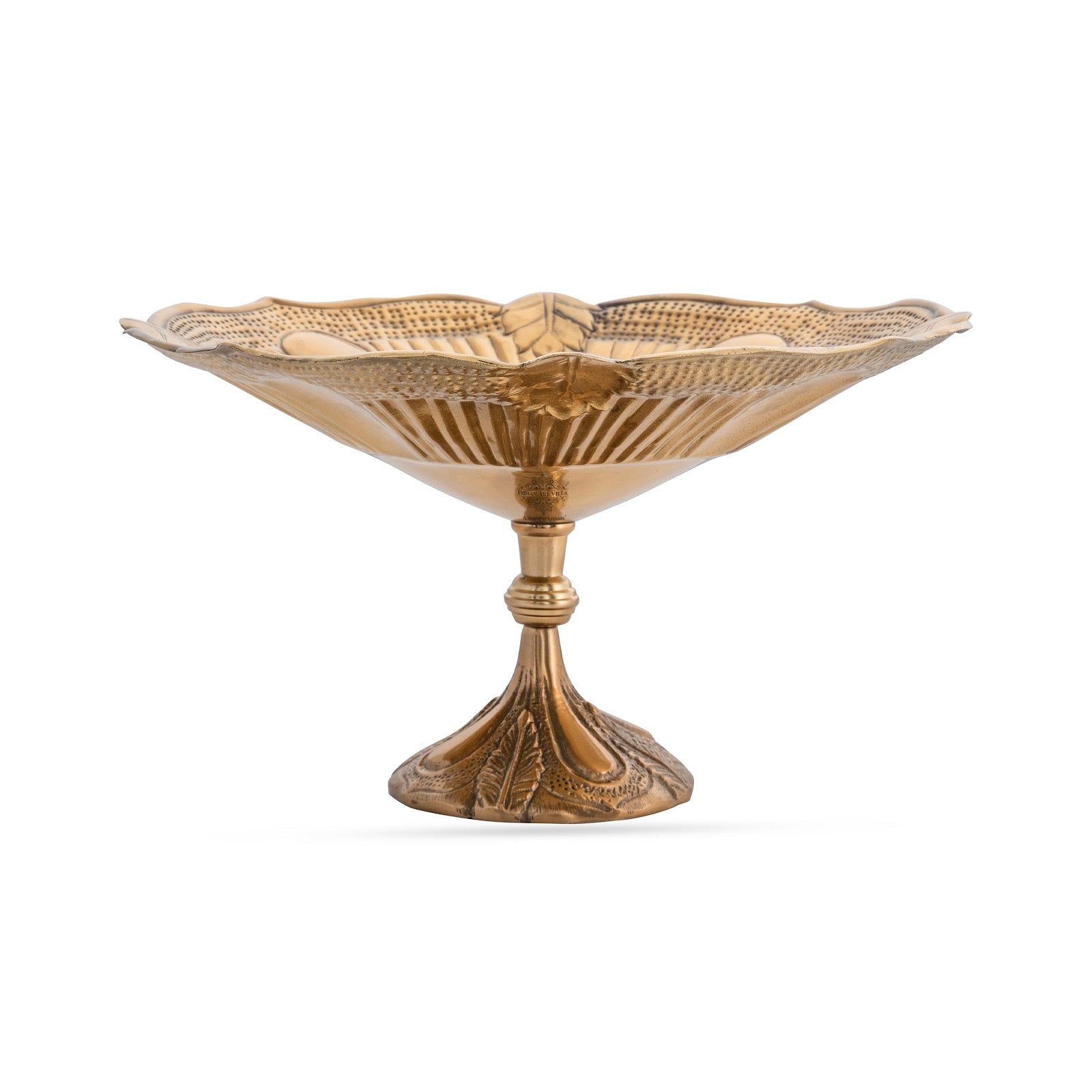 Brass Decorative Bowl with Embossed Floral Design – 10 Inch Gold Finish Fruit Bowl for Table Centerpiece, Table Décor and Gifting