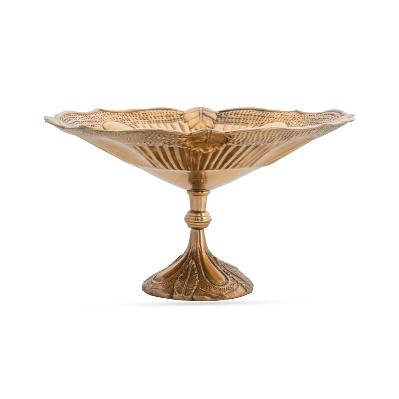 Brass Decorative Bowl with Embossed Floral Design – 10 Inch Gold Finish Fruit Bowl for Table Centerpiece, Table Décor and Gifting