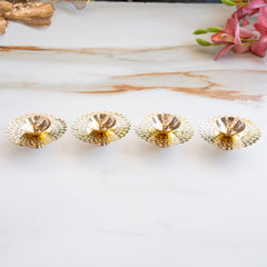 Brass Flower Jali Design Diya Set of 4