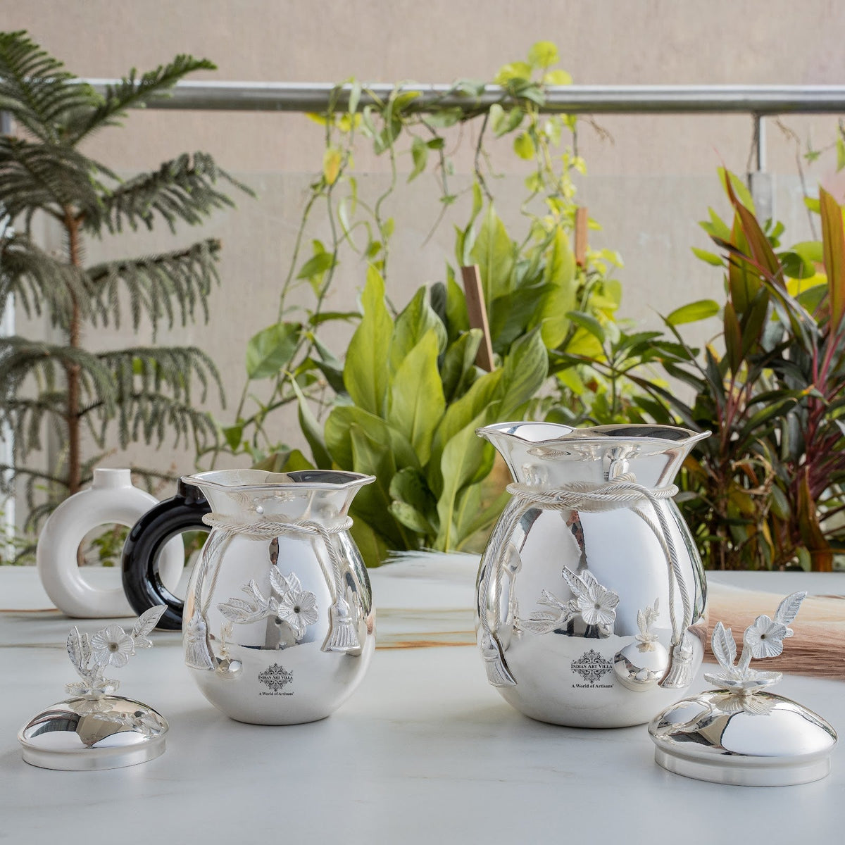 Silver Plated Decorative Flower Design Handi