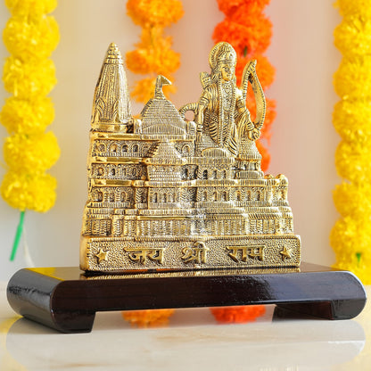 Pure Brass Ram Ayodhya Temple 3D Wooden Replica