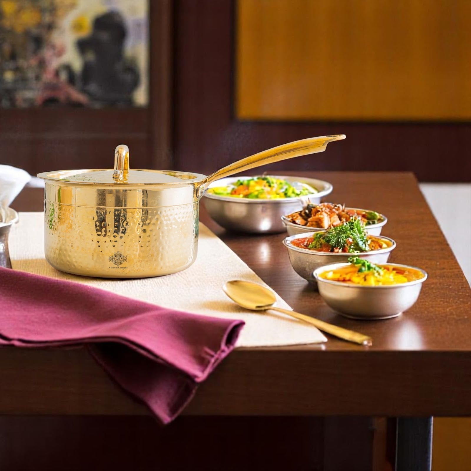 Brass Sauce Pan with Tin Lining & Lid – Indian Art Villa