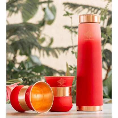 Pure Copper Bottle Pyramid  Shape With 1 Bottle &  2 Glass Set