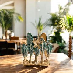 Brass Finish Green Leaf Design Decorative Napkin Tissue Holder – Luxurious Table Accessory
