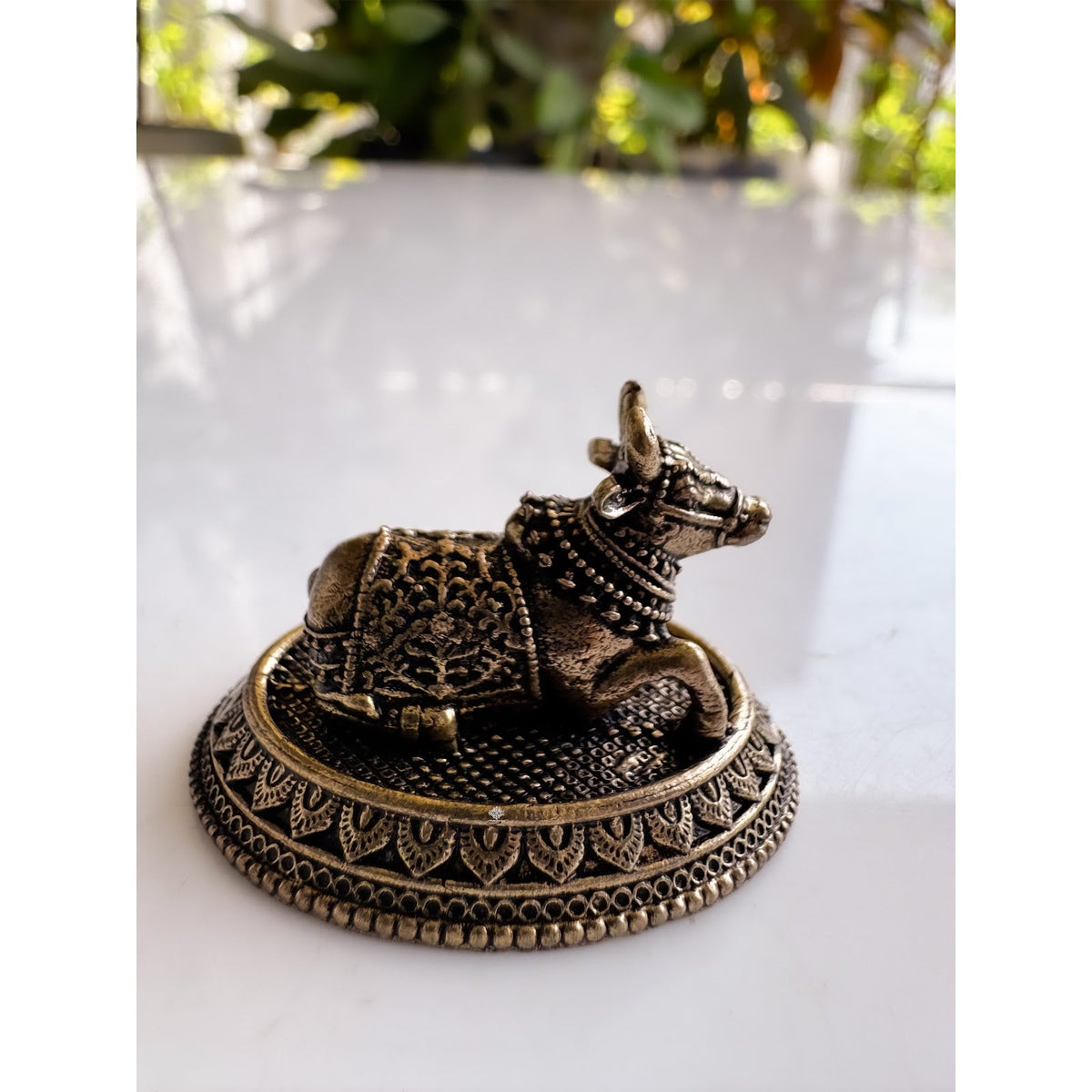 Pure Brass Miniature Sitting Nandi Ji Murti - 2.54 cm