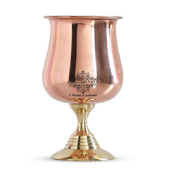 Pure Copper Steel  Goblet Glass with Brass Bottom 300 ML