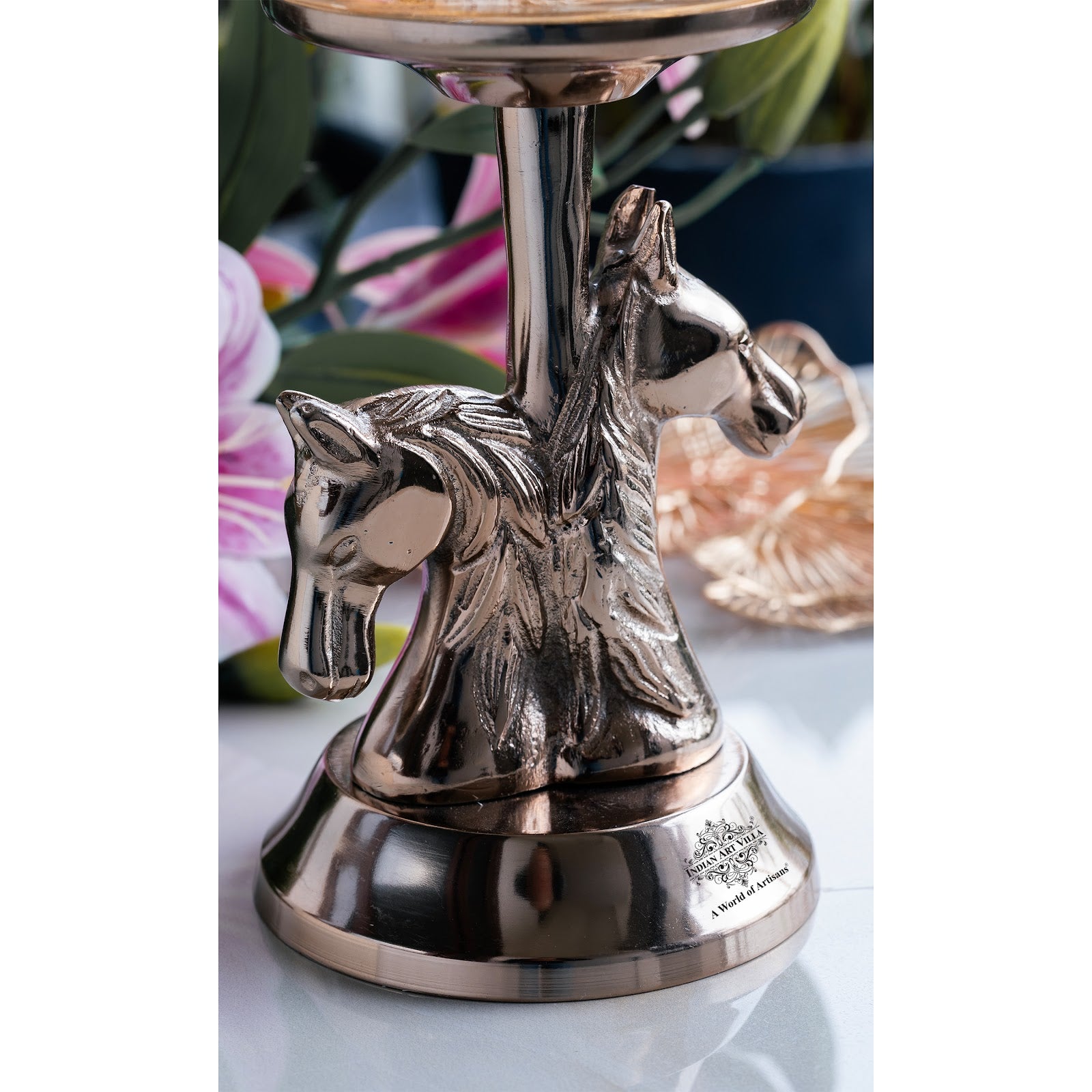 Antique Decorative Bowl with Horse Design Pedestal, Fruit Bowl, Snack Server, Centerpiece Dish, Home & Table Decor