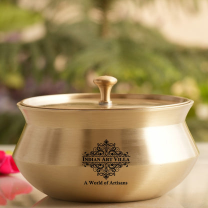 Pure Brass Designer Matt Finished Handi with Lid, Tableware, Serveware, 12cm