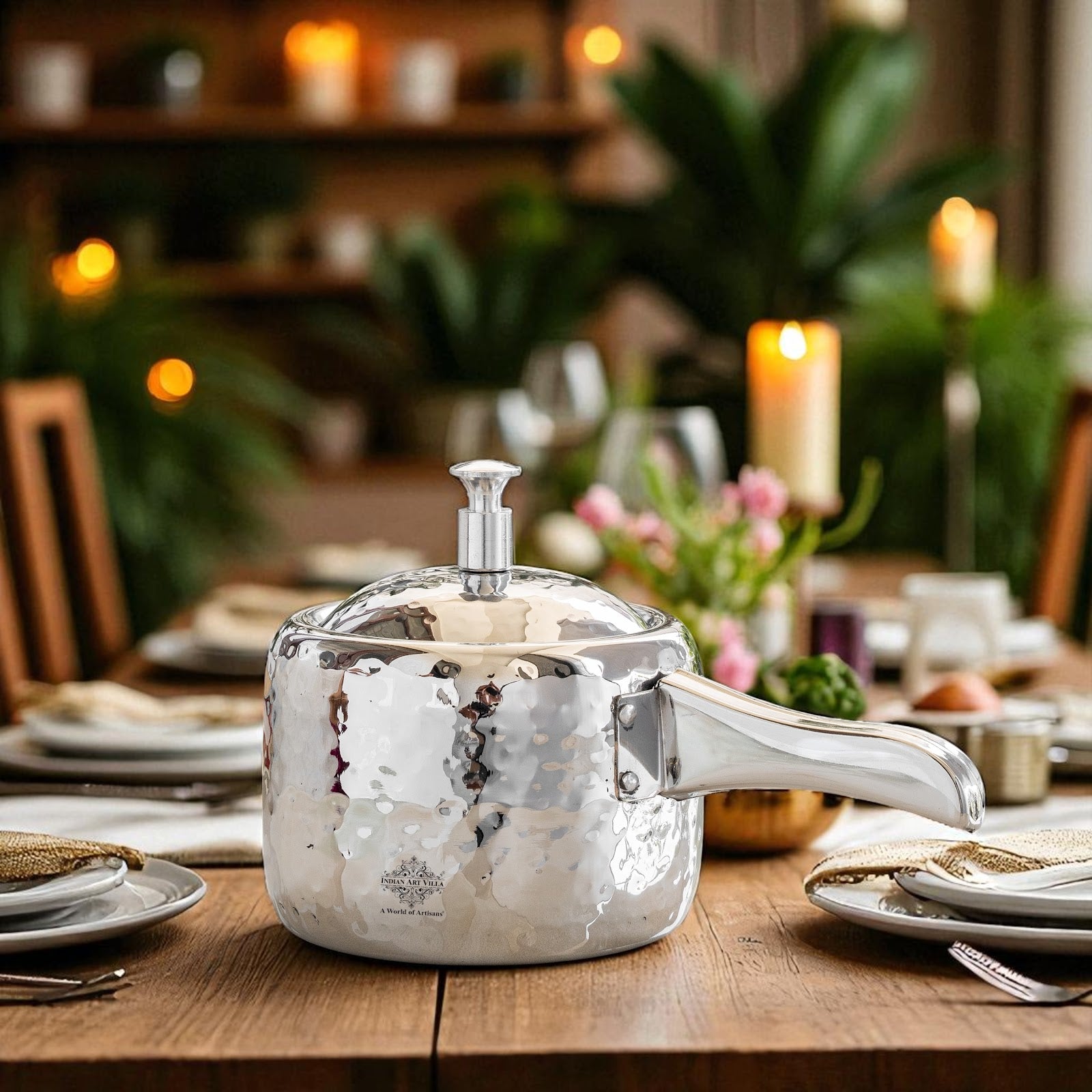 Stainless Steel Cooker With Hammered Design (Serving Only)