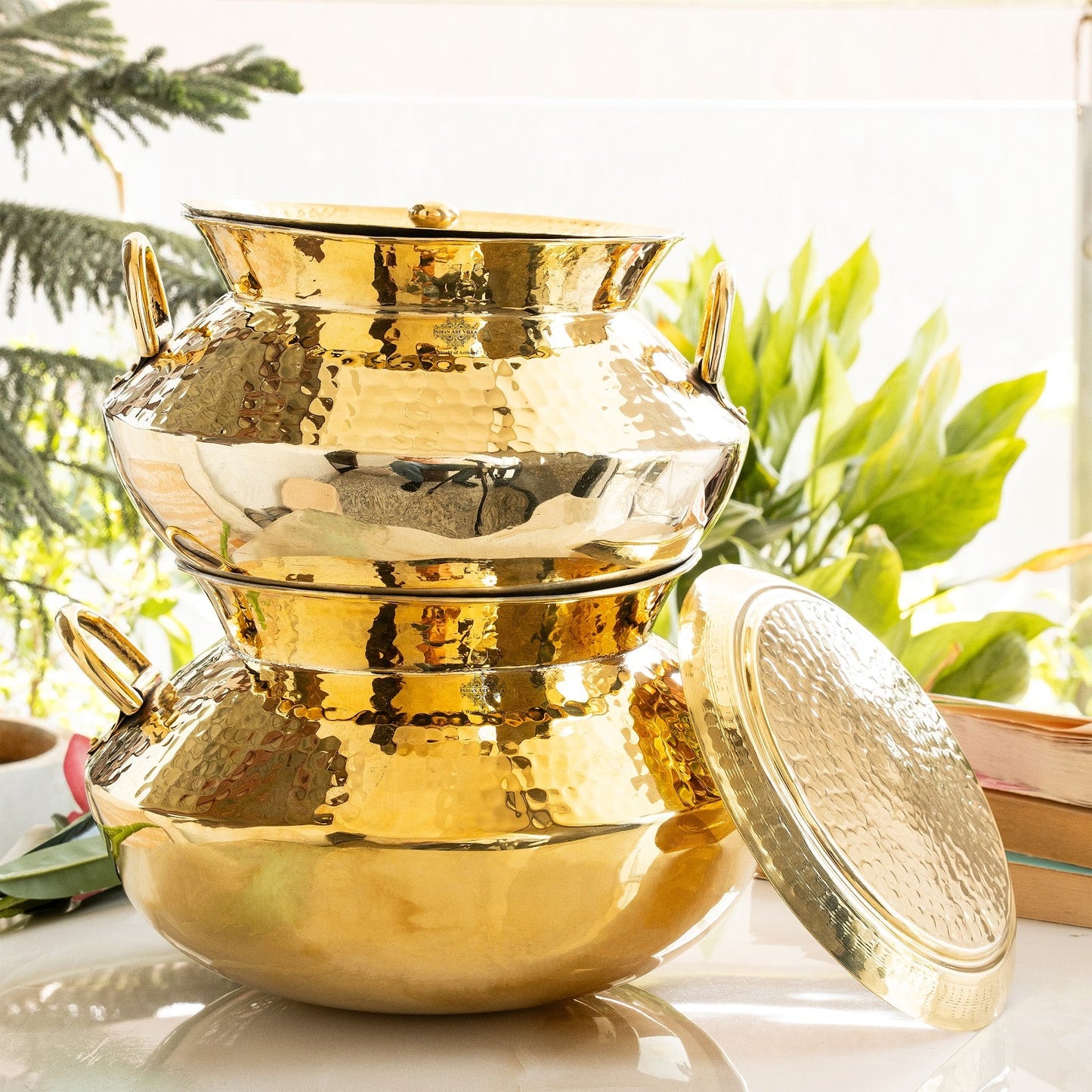 Pure Pital Handi with Tin Lining, Lid & Side Handles