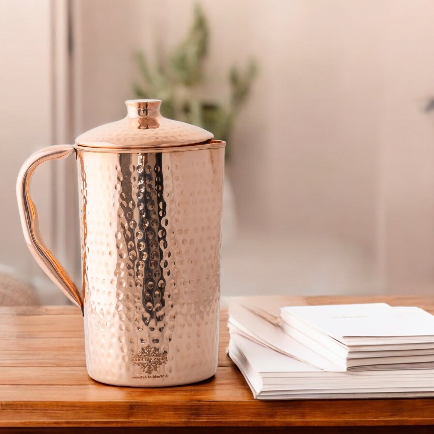 Pure Copper Hammered & Plain Designer Jug With Lid