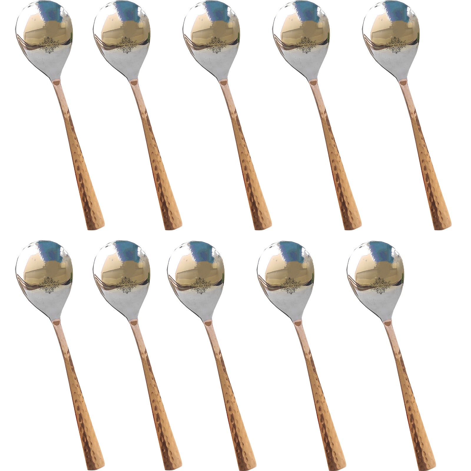 Steel Copper Handmade Hammered Design Serving Spoon