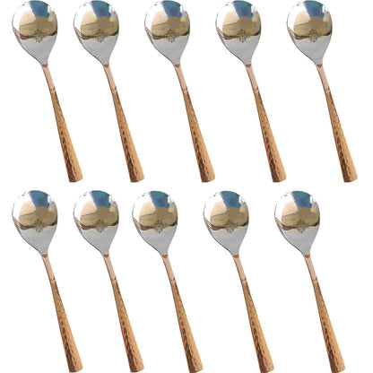 Steel Copper Handmade Hammered Design Serving Spoon