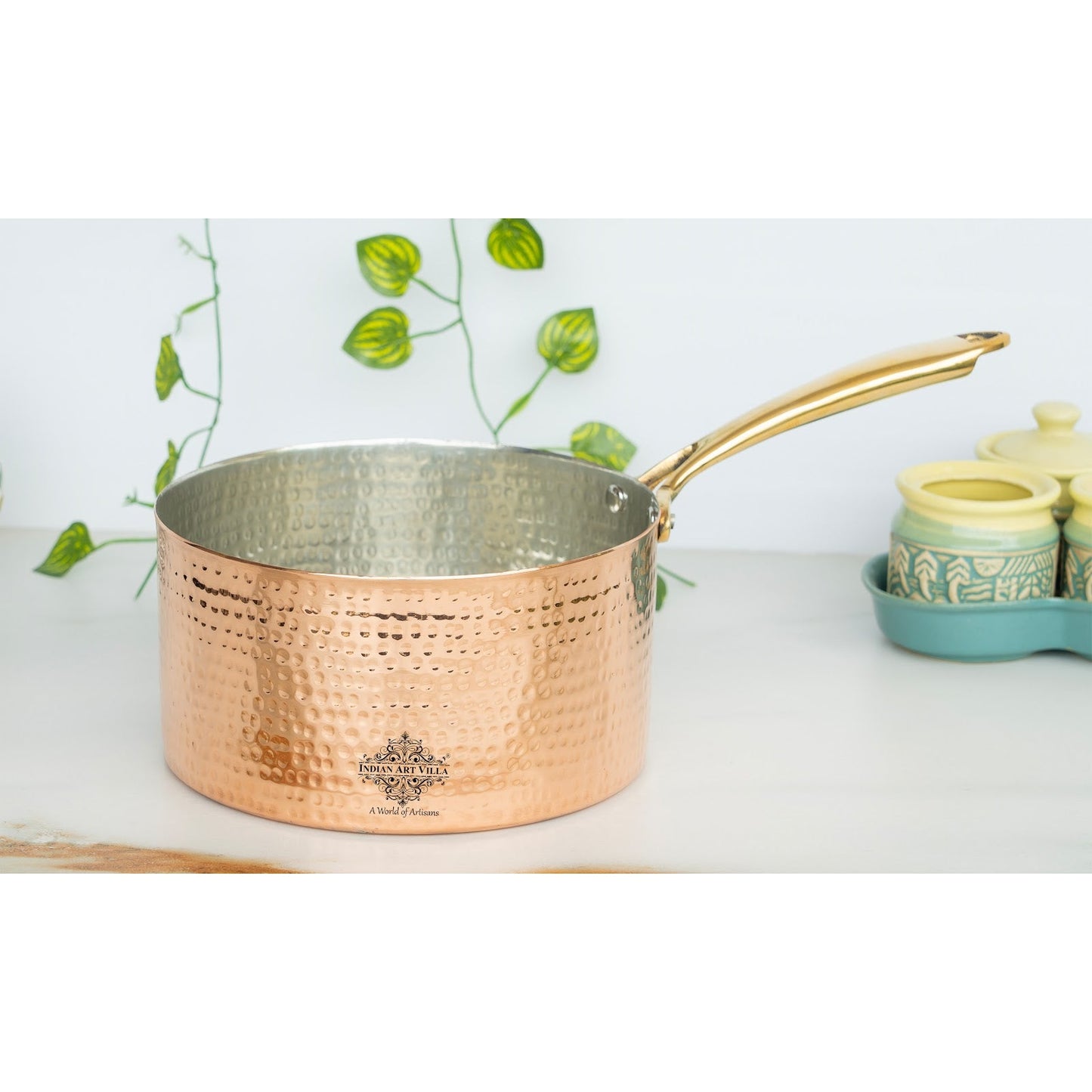 Pure Steel Copper Hammered  Sauce pan Inside Tin Lining