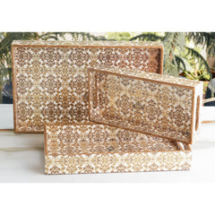 Wooden Tray Set of 3  Handcrafted Multipurpose Decorative Serving Platters