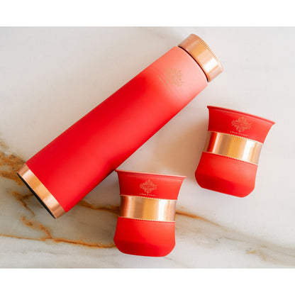 Pure Copper Bottle Pyramid  Shape With 1 Bottle &  2 Glass Set