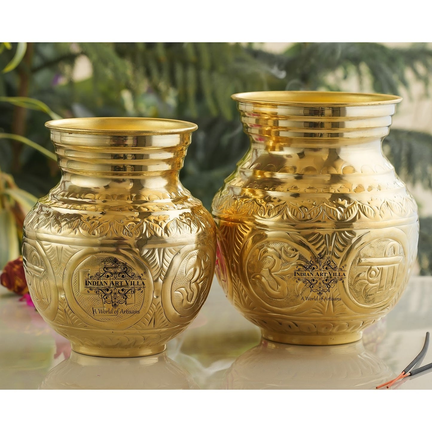 Pure Brass Embossed Design Mangal Kalash