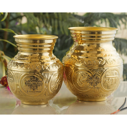 Pure Brass Embossed Design Mangal Kalash