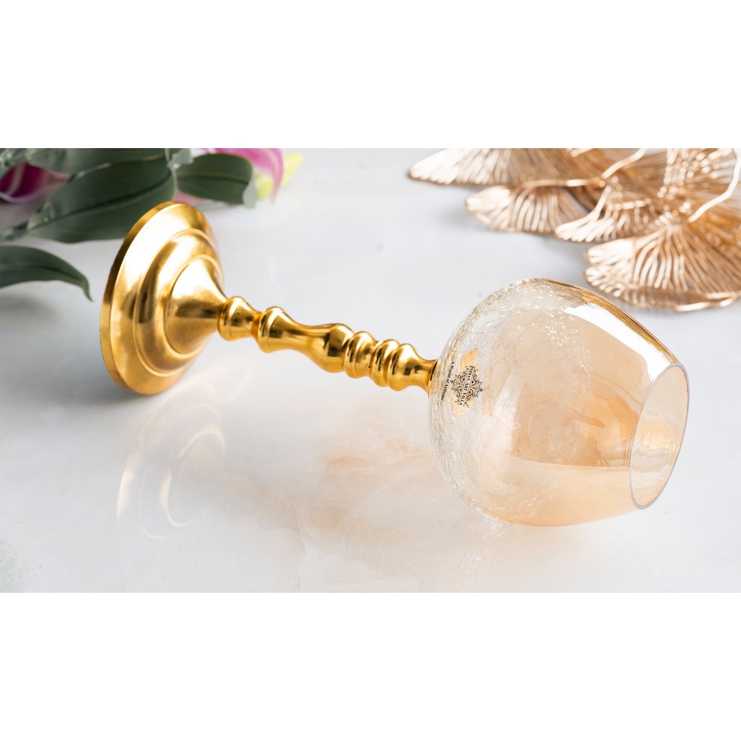 Gold Finish Decorative Candle Holder with Pillar Design – Elegant Accent for Home Decor, Dining Table, Festive Celebrations, and Gifting