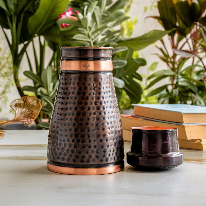 Copper Bedroom Bottle With Dark Hammered Design - 950ml